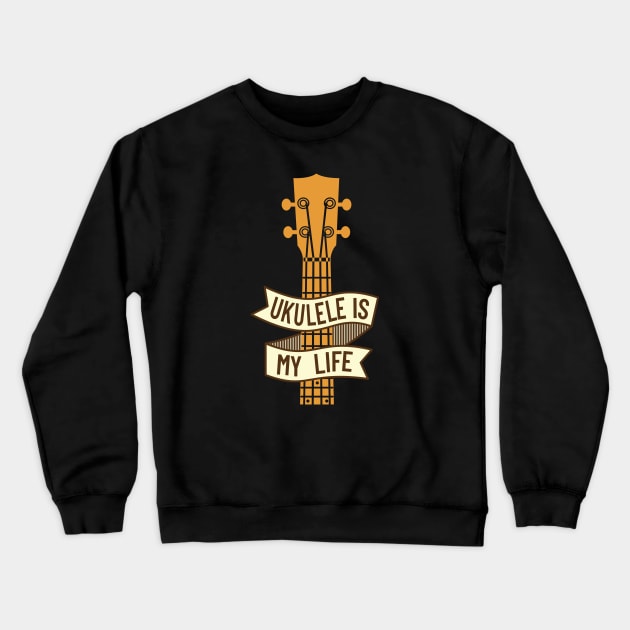 Ukulele is My Life Ukulele Headstock Crewneck Sweatshirt by nightsworthy